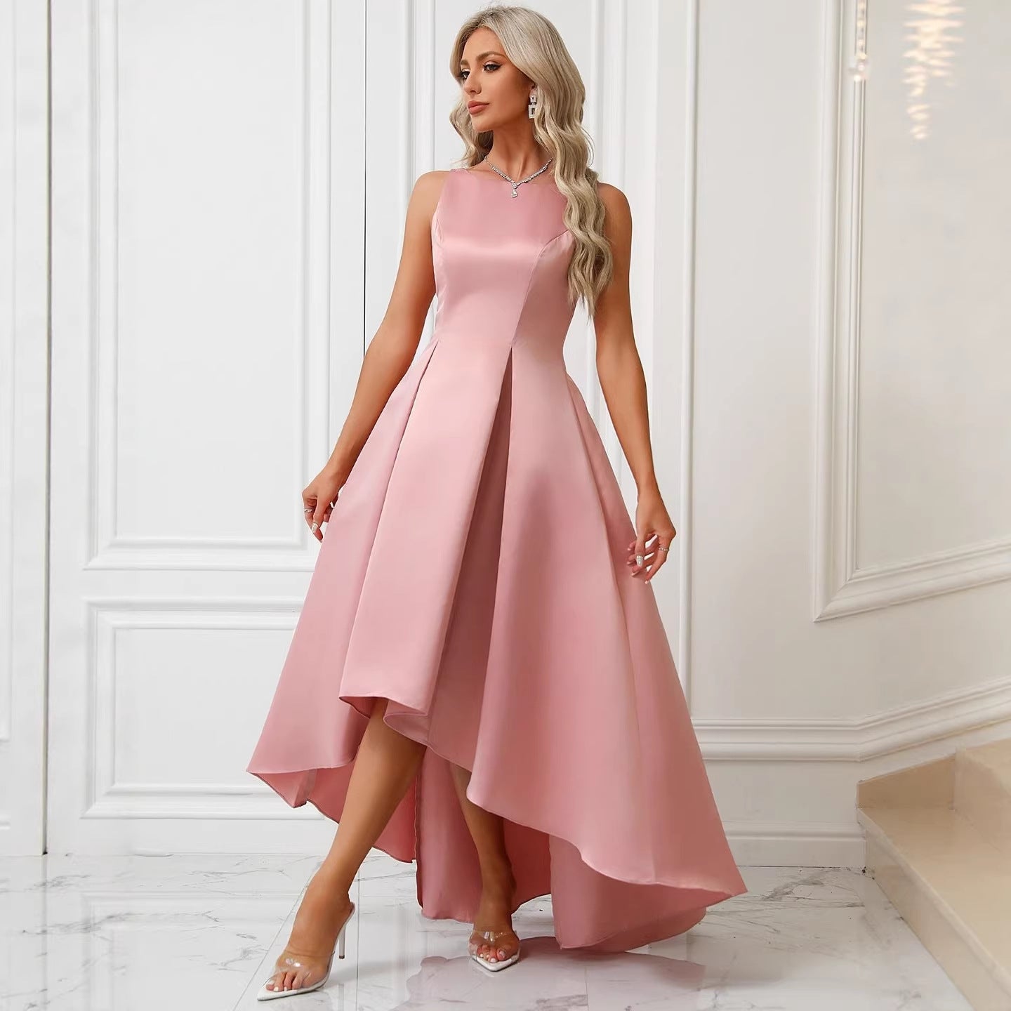 Elegant Socialite Sleeveless Maxi-Skirt Princess-Like Slim-Fit Dress