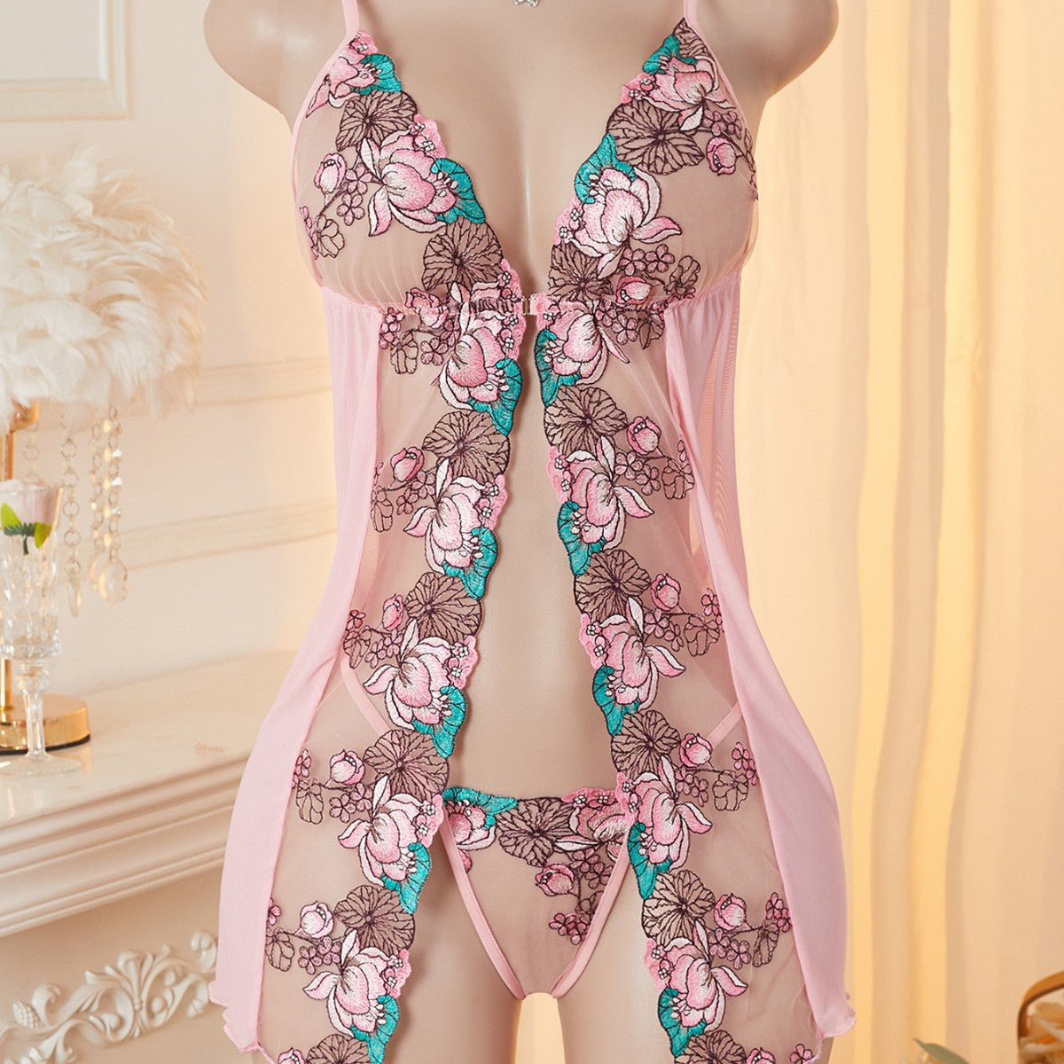 Embroidered Floral Lace Sexy Lingerie Camisole Pajamas Factory