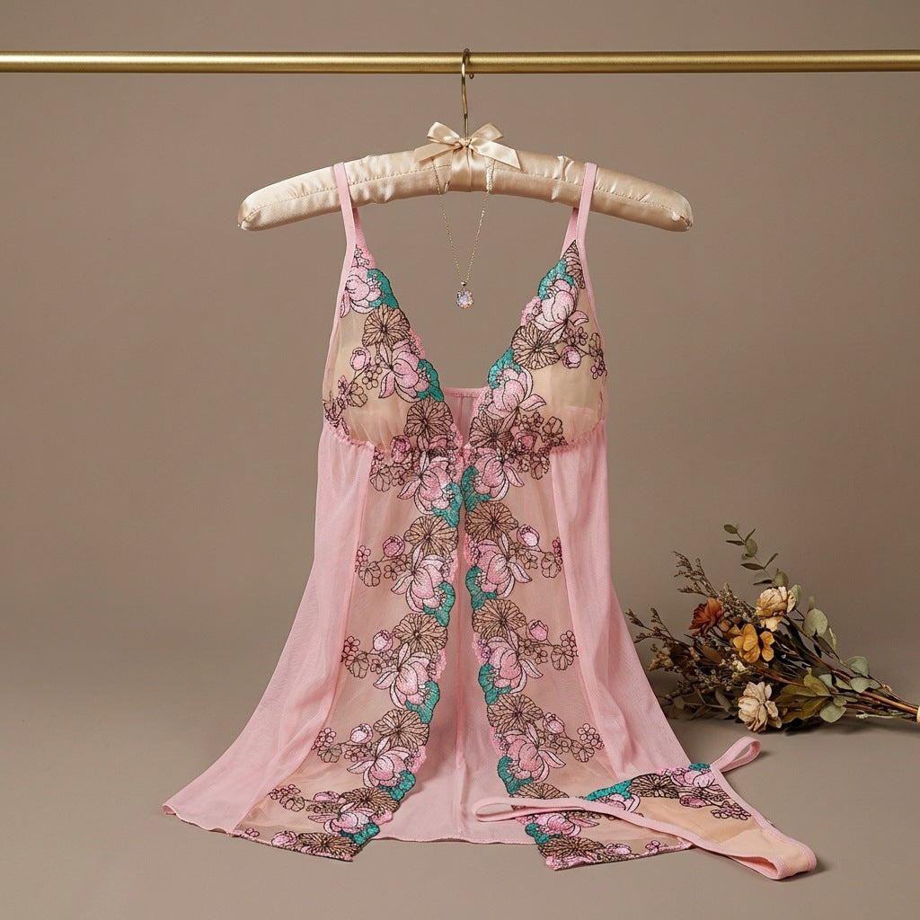 Embroidered Floral Lace Sexy Lingerie Camisole Pajamas Factory