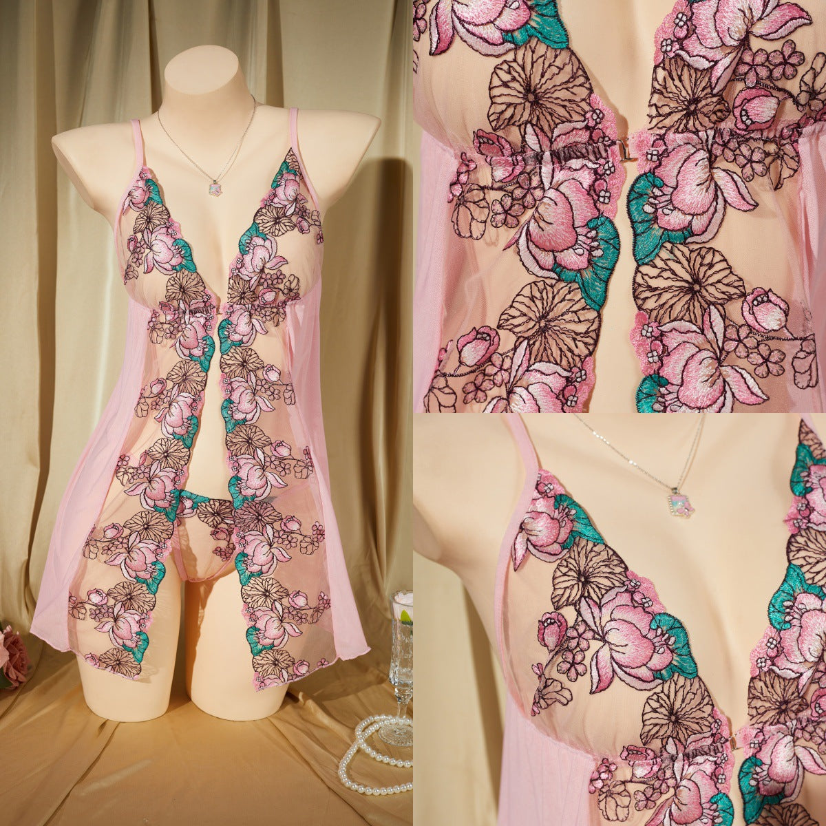 Embroidered Floral Lace Sexy Lingerie Camisole Pajamas Factory