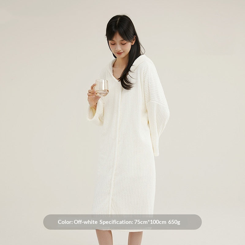 Hooded Bathrobe Women's Wearable Pajamas