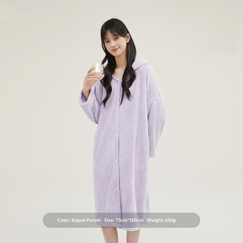 Hooded Bathrobe Women's Wearable Pajamas