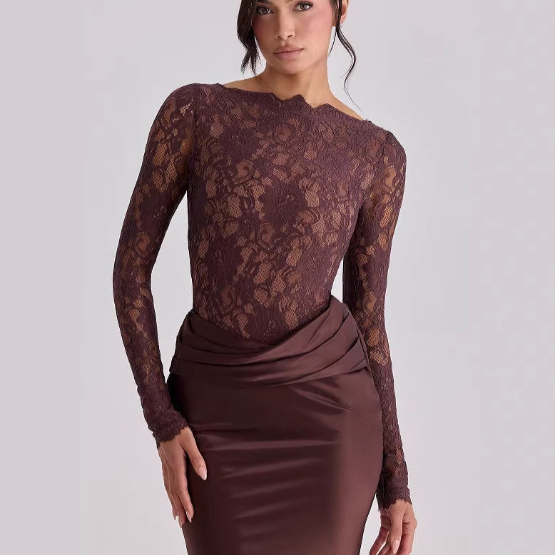 Hip-hugging Lace-spliced Mermaid Skirt For Women