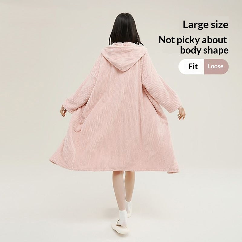 Hooded Bathrobe Women's Wearable Pajamas