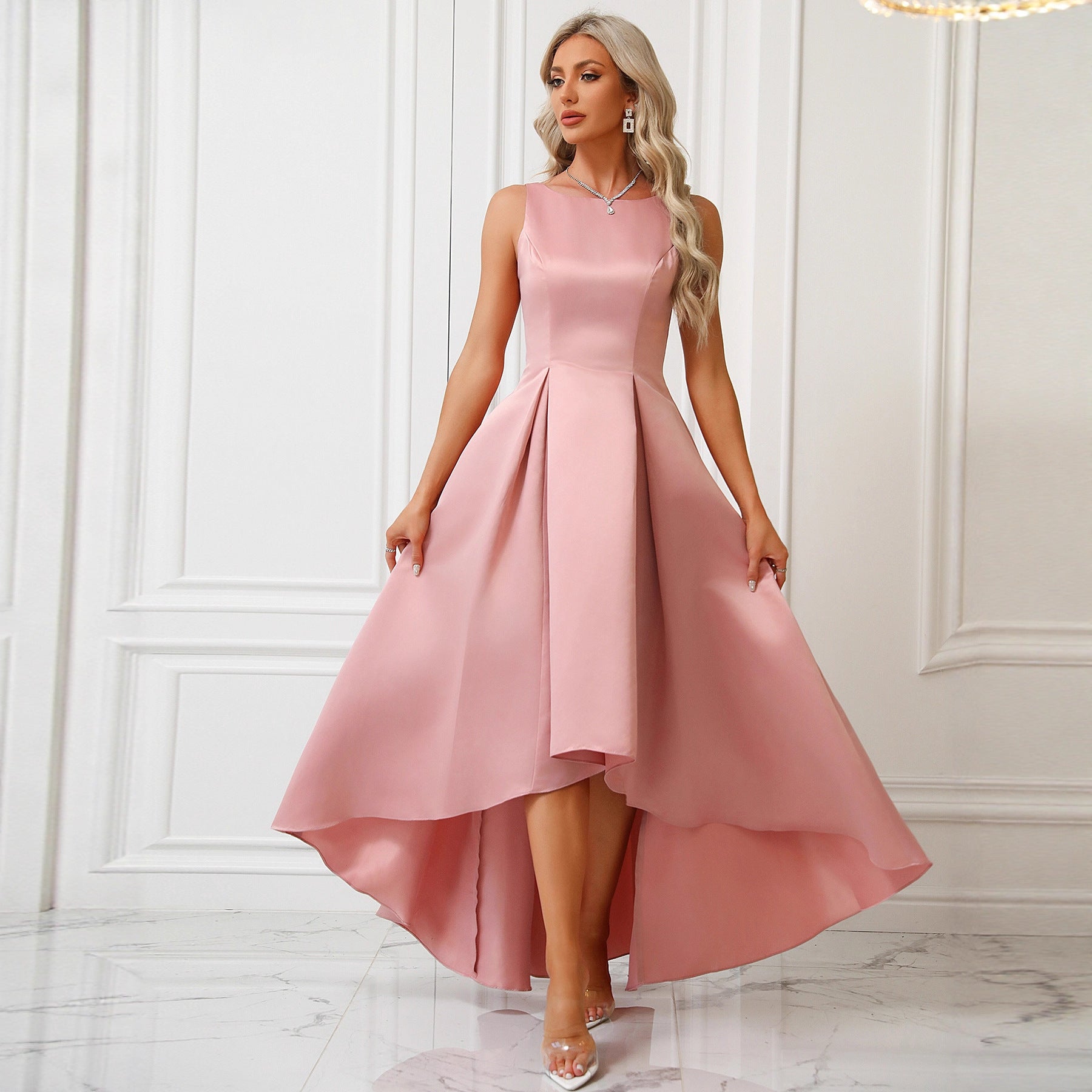 Elegant Socialite Sleeveless Maxi-Skirt Princess-Like Slim-Fit Dress