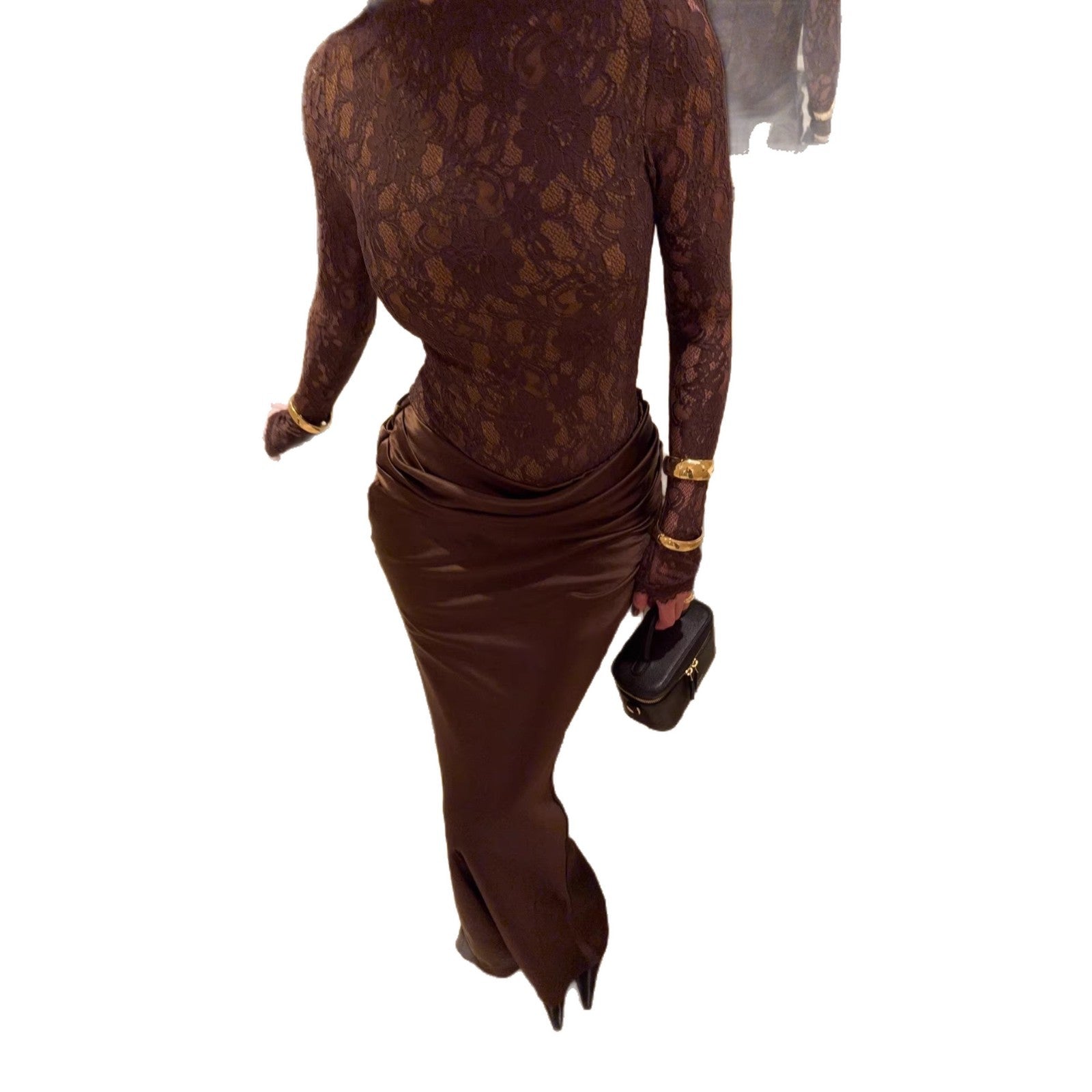 Hip-hugging Lace-spliced Mermaid Skirt For Women