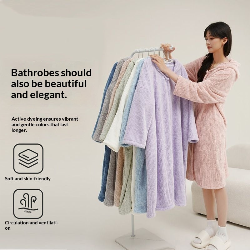 Hooded Bathrobe Women's Wearable Pajamas