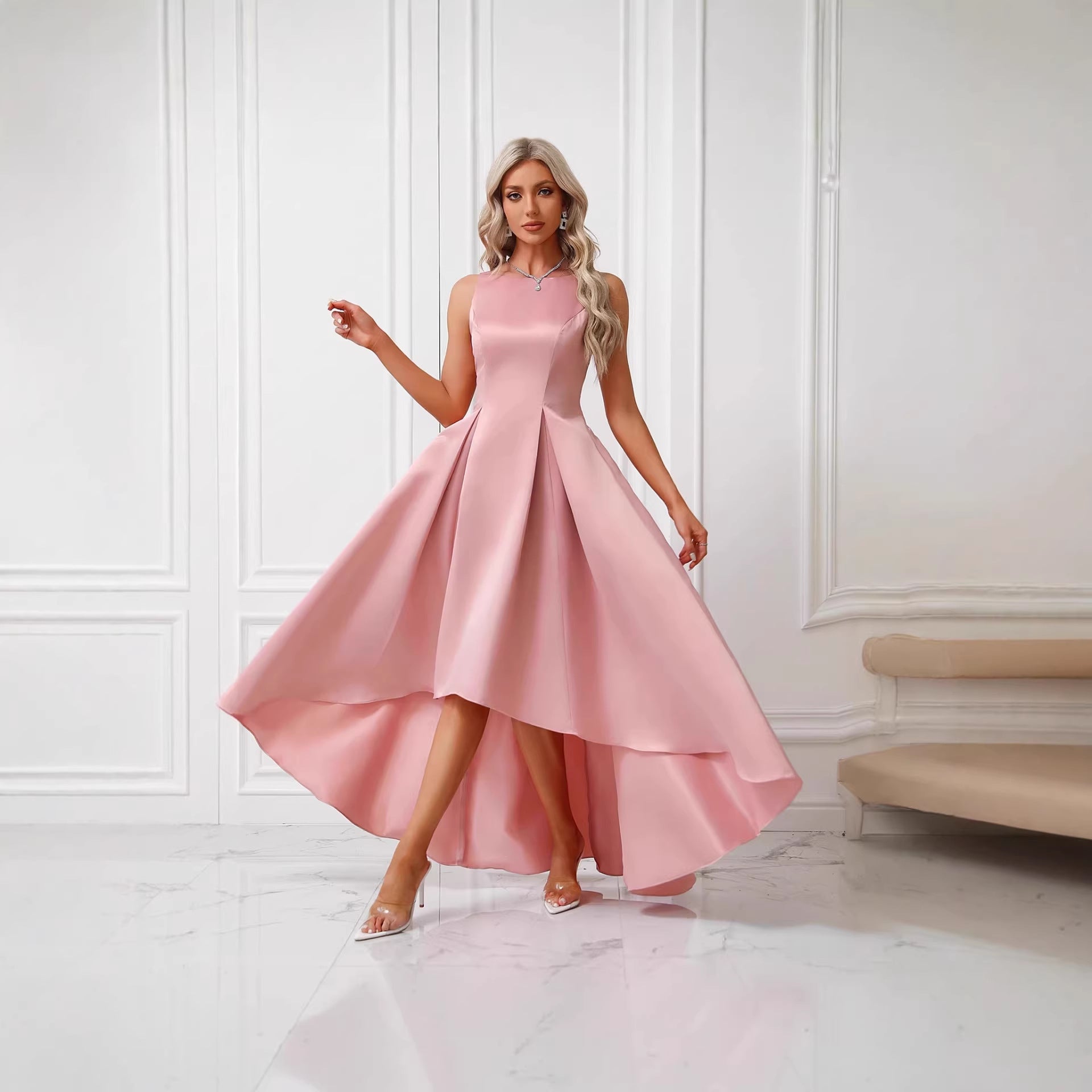 Elegant Socialite Sleeveless Maxi-Skirt Princess-Like Slim-Fit Dress