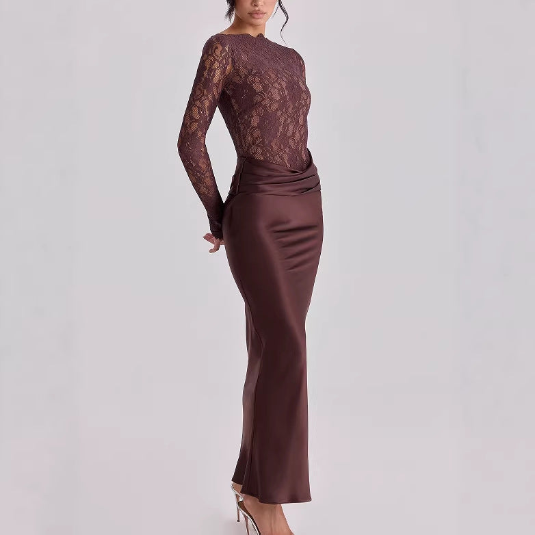 Hip-hugging Lace-spliced Mermaid Skirt For Women