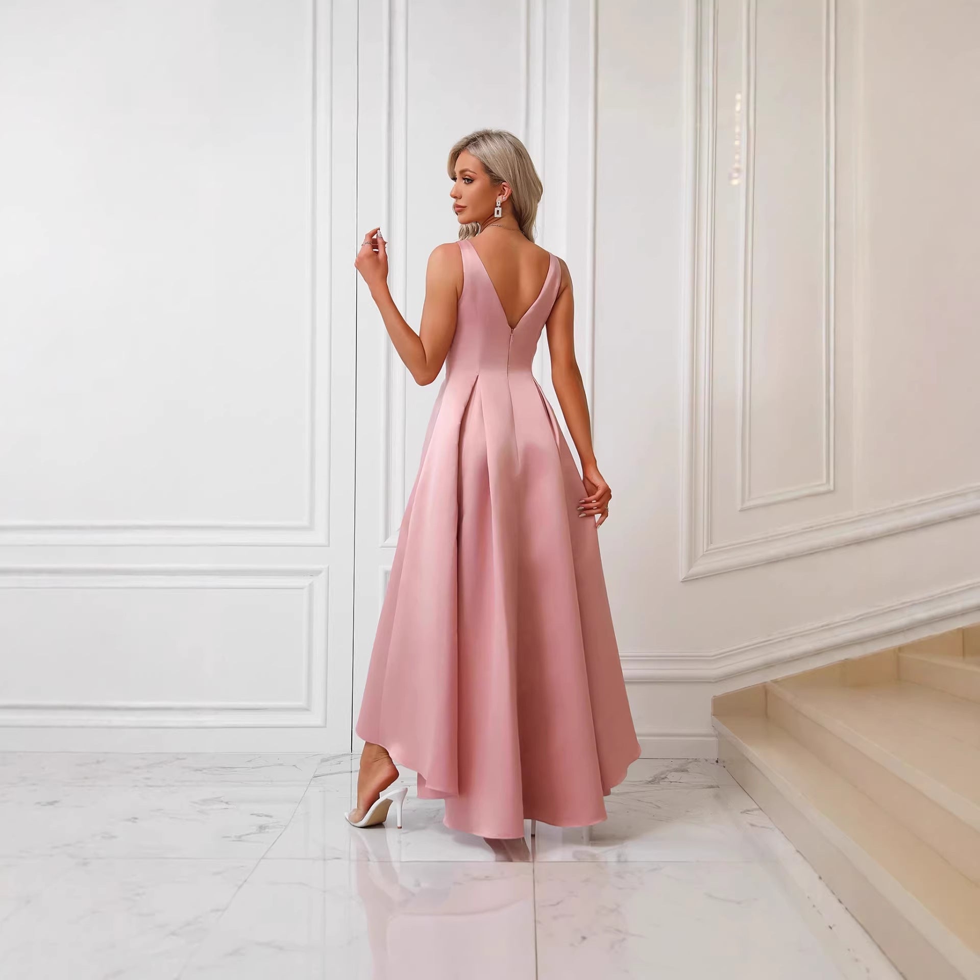 Elegant Socialite Sleeveless Maxi-Skirt Princess-Like Slim-Fit Dress